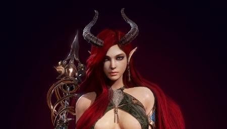 Succubus - lee gyeongho, redhead, girl, luminos, succubus, fantasy, horns, demon