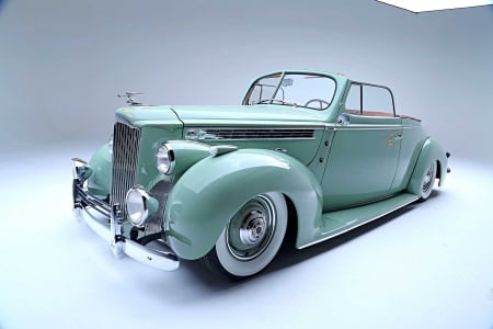 1940 Packard 110 Convertible - classic, ford, white walls, mint green