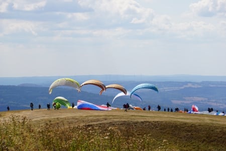 parachute - skydiving, coloring, sun, summer, parachute, field