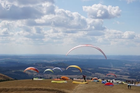 parachute - skydiving, sund, parachute, summer, field