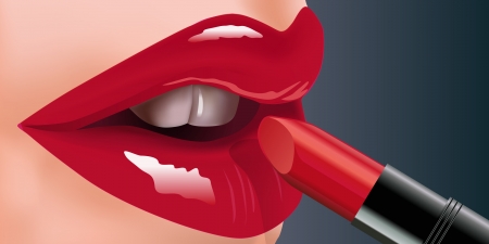 :) - vector, lips, lipstick, red