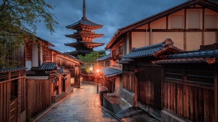 Kyoto, Japan - city, houses, buildings, temple