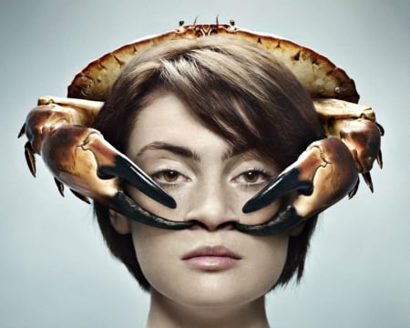 :D - rac, face, girl, funny, fantasy, crab