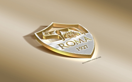 A.S. Roma - club, logo, Golden, as roma, 3D, Logo, roma, Soccer, football, emblem, AS Roma, 3d, soccer, golden