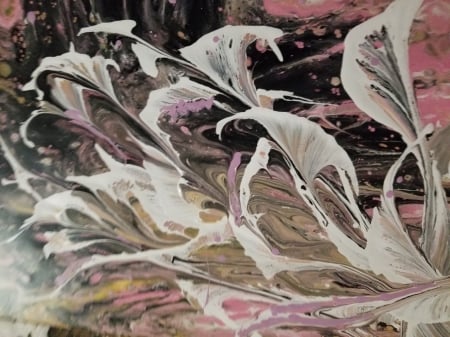 abstract lilies - white, painting, windy, floral