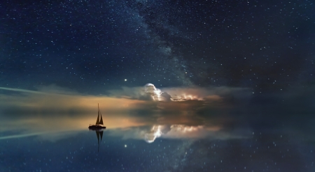 ♥ - water, summer, johannes plenio, boat, sea, reflection, fantasy, cloud, vara, luminos