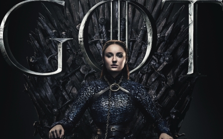 Game of Thrones (TV Series 2011â€“ ) - actress, sansa stark, girl, tv series, season 8, black, poster, sophie turner, game of thrones