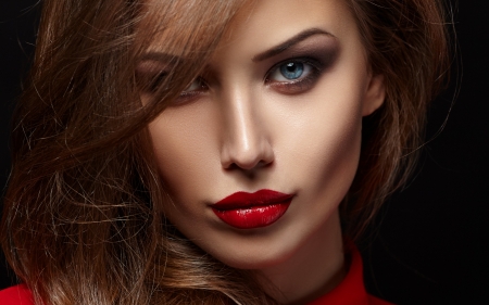 Beauty - lips, woman, red, model, girl, eye, face