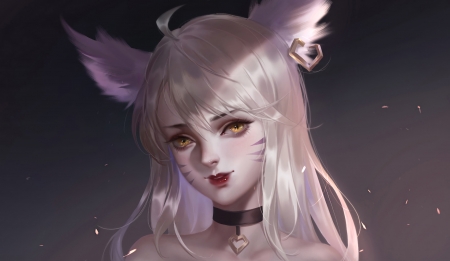 Ahri - face, ahri, fantasy, girl, fox