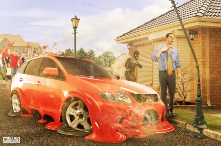 :) - summer, creative, fantasy, car, funny, red, ferdi rizkiyanto, melting, vara