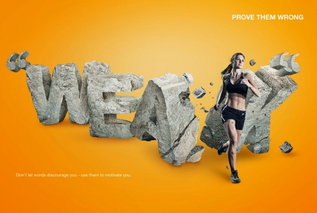 :) - woman, ferdi rizkiyanto, girl, running, motivational, weak, yellow, orange, commercial, add