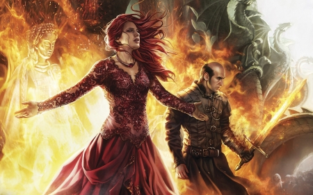 Melissandre - girl, melissandre, game of thrones, fire, fantasy, red woman