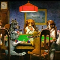 dogs playing poker