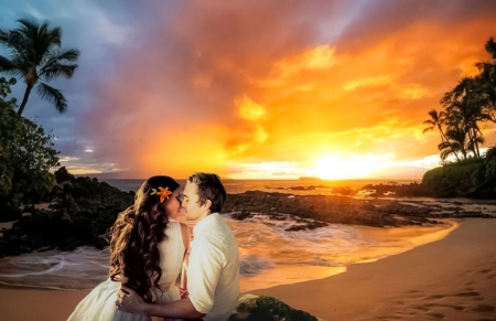 When the sun goes down, there is the smell of the romantics - romance, love, sunset, couple