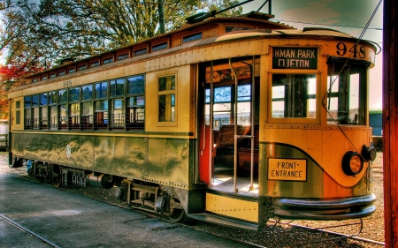 Old Tram - wagon, city, train, railways