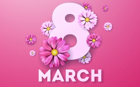 Happy Women's Day! - women, mother, card, flower, day, pink, march 8