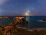 Celestial Alignment over Sicilian Shore