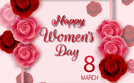 :-) - women, pink, march 8, red, day, card, rose