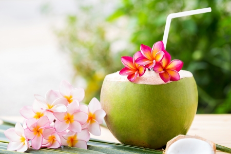 Summer Beach - holiday, vacation, coconut, plumeria