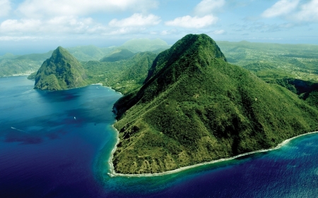 Mountains in Saint Lucia - nature, oceans, islands, mountains, sea