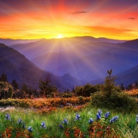 Mountain Sunrise in the spring