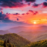 spring sunrise on the blue ridge mountain