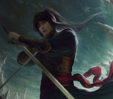 Warrior - warrior, fighter, inawong, asian, fantasy, luminos, man, sword, ina wong