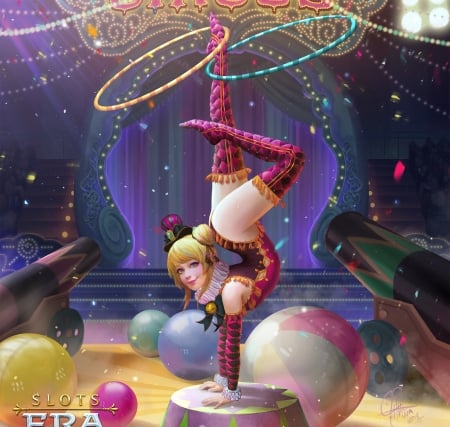 Acrobat - girl, frumusete, acrobat, ball, inawong, fantasy, luminos, blue, ina wong, circus