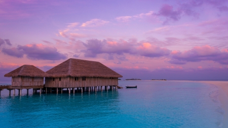 :-) - water, summer, blue, jcob nasyr, sea, pink, bungalow, cloud, vara, sky