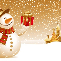 Christmas Snowman In Gold