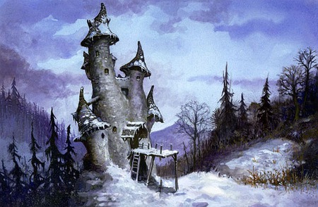 Castle - abstract, trees, snow, castles, fantasy