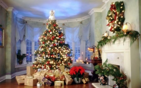 Christmas Arrangements - house, christmas, people, gifts, holiday, decoration, lights, candles