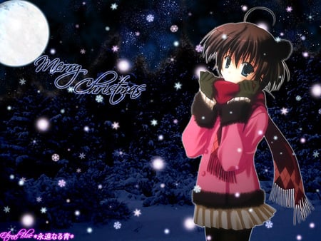 Merry Christmas :] - anime, girl, merry christmas, snow