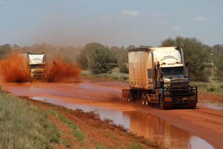 outback truckers - truck, water, outback, truckers, road, grass