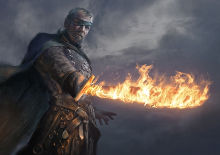 Beric Dondarrion - game of thrones, b03di, beric dondarrion, fire, sword, billy christian, man, luminos