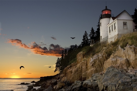 lighthouse-sunrise - sunrise, photo, nature, lighthouse