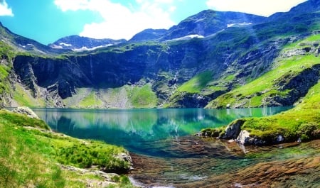 Calm alpine lake - calm, hills, alps, tranquil, spring, reflection, mountain, Italy, serenity, lake