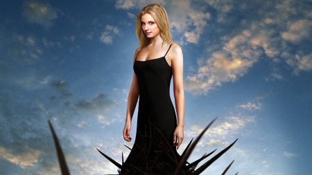 Revenge ( 2011 - 2015 ) - Emily VanCamp, poster, blue, tv series, dress, girl, actress, revenge, black, sky