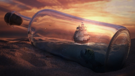 sailboat in a bottle