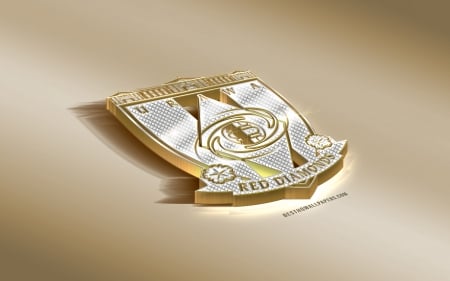 Urawa Red Diamonds - Golden, Japan, urawa reds, Urawa Red Diamonds, 3D, Logo, Soccer, urawa red diamonds, urawa, Emblem