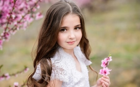 Little Girl - flowers, child, girl, look