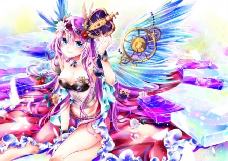 Angel - anime, natsuki, blue, girl, angel, pink, manga, wings, megurine luka