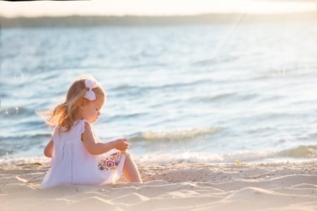 Little girl - dainty, pretty, summer, outdoor, pink, sand, pure, child, fair, princess, face, nice, bonny, kid, childhood, beauty, baby, Hair, Belle, comely, white, cute, wallpaper, play, people, beach, blonde, sit, sky, DesktopNexus, sightly, beautiful, photography, sea, girl, lovely, sweet, little, adorable