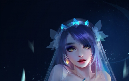 Diand - face, fantasy, luminos, girl, jingwen li, blue