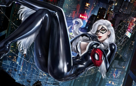 Black Cat - fantasy, black, mask, yasminearts, comics, luminos, girl