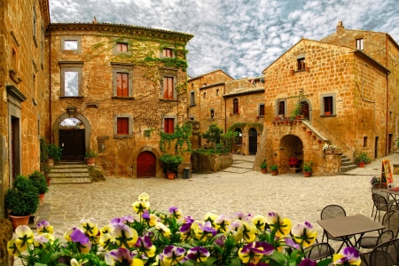 stone houses - houses, cool, photography, architecture, flowers