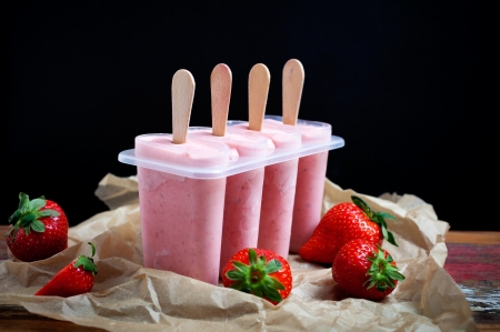 Ice cream - dessert, popsicles, berries, strawberries