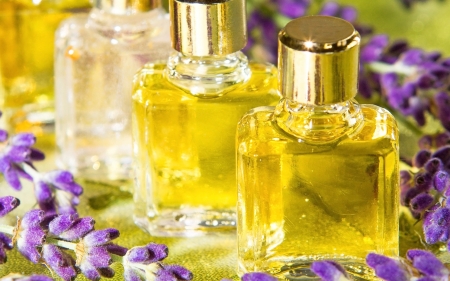 Lavender oil - oil, aroma, bottles, flowers, lavender