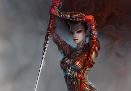 fantasy woman demon - ats, woman, red, demon, fantsay