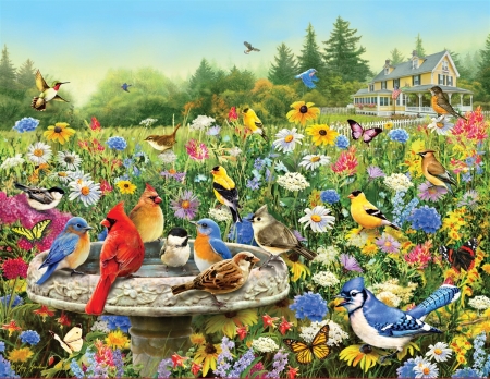 The Gatherings - flowers, birds, nature, meadows, animals